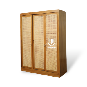 Almari Sliding Rotan 3 Pintu