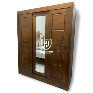 Almari Sliding 3 Pintu dengan Cermin