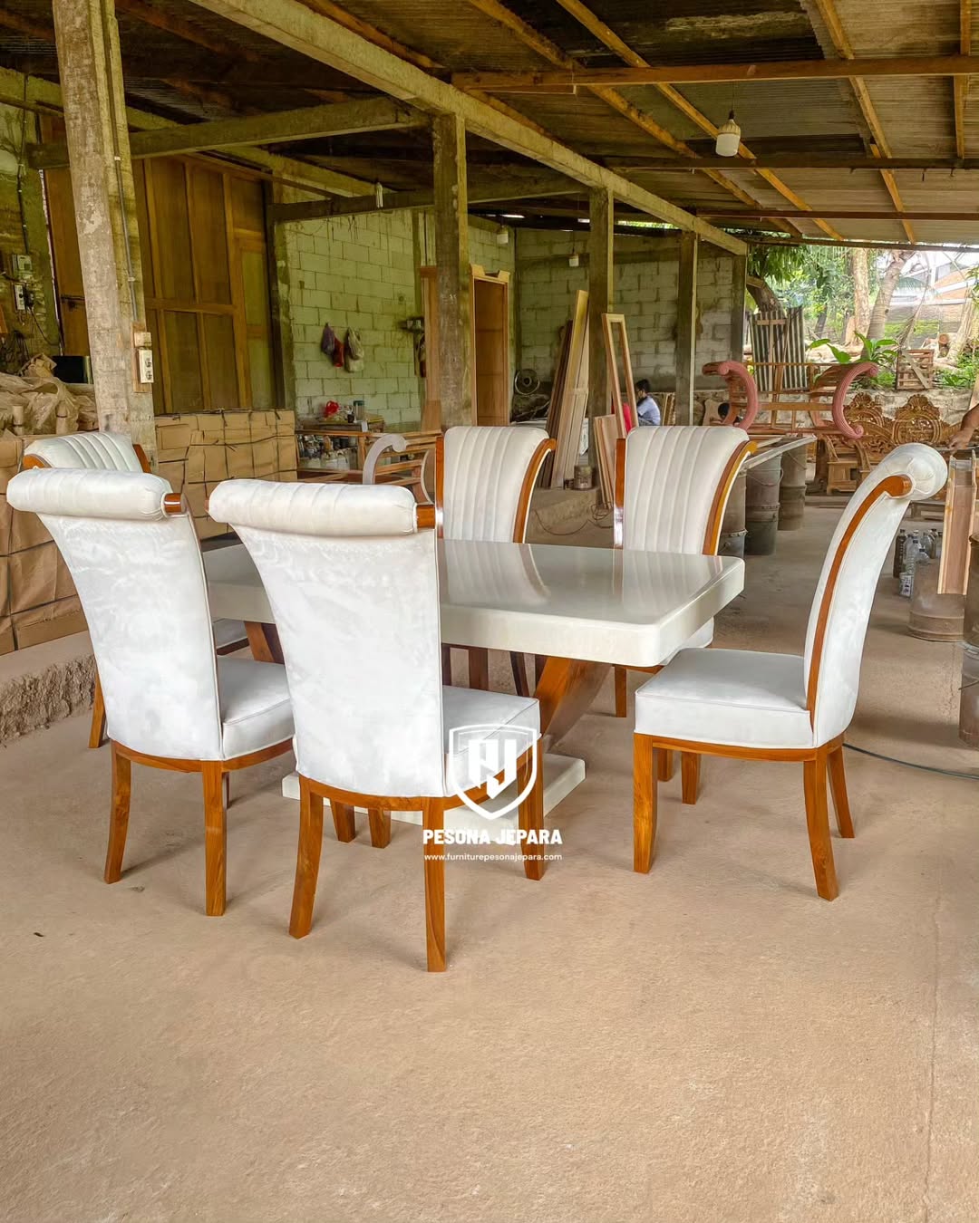 Set Kursi Makan Marmer - Gambar 2