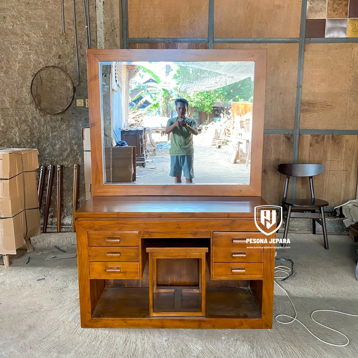 Meja Rias Minimalis Jati - Gambar 2