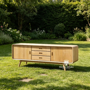 Credenza / Bufet TV Jati Minimalis Modern Japandi