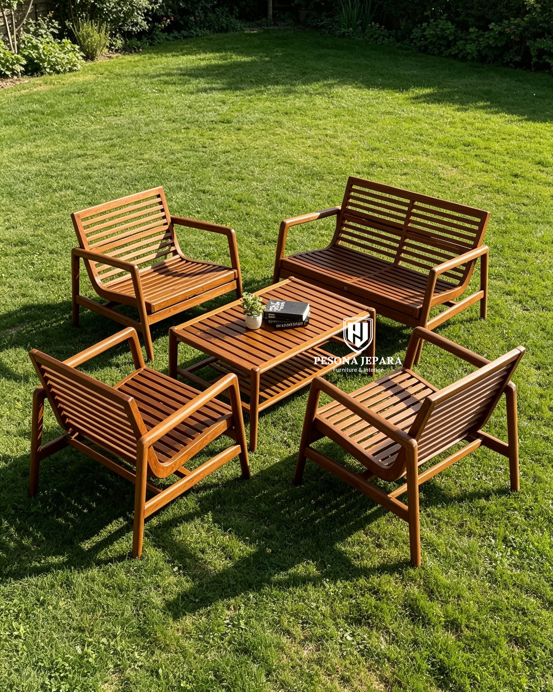 Set Kursi Tamu Outdoor Lounge Jati Minimalis