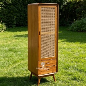Lemari Pakaian / Lemari Hias Minimalis Jati Rotan 1 Pintu