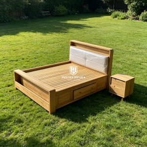 Set Tempat Tidur Minimalis Modern Multifungsi Kayu Jati