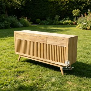 Credenza / Buffet Jati Minimalis Slatted