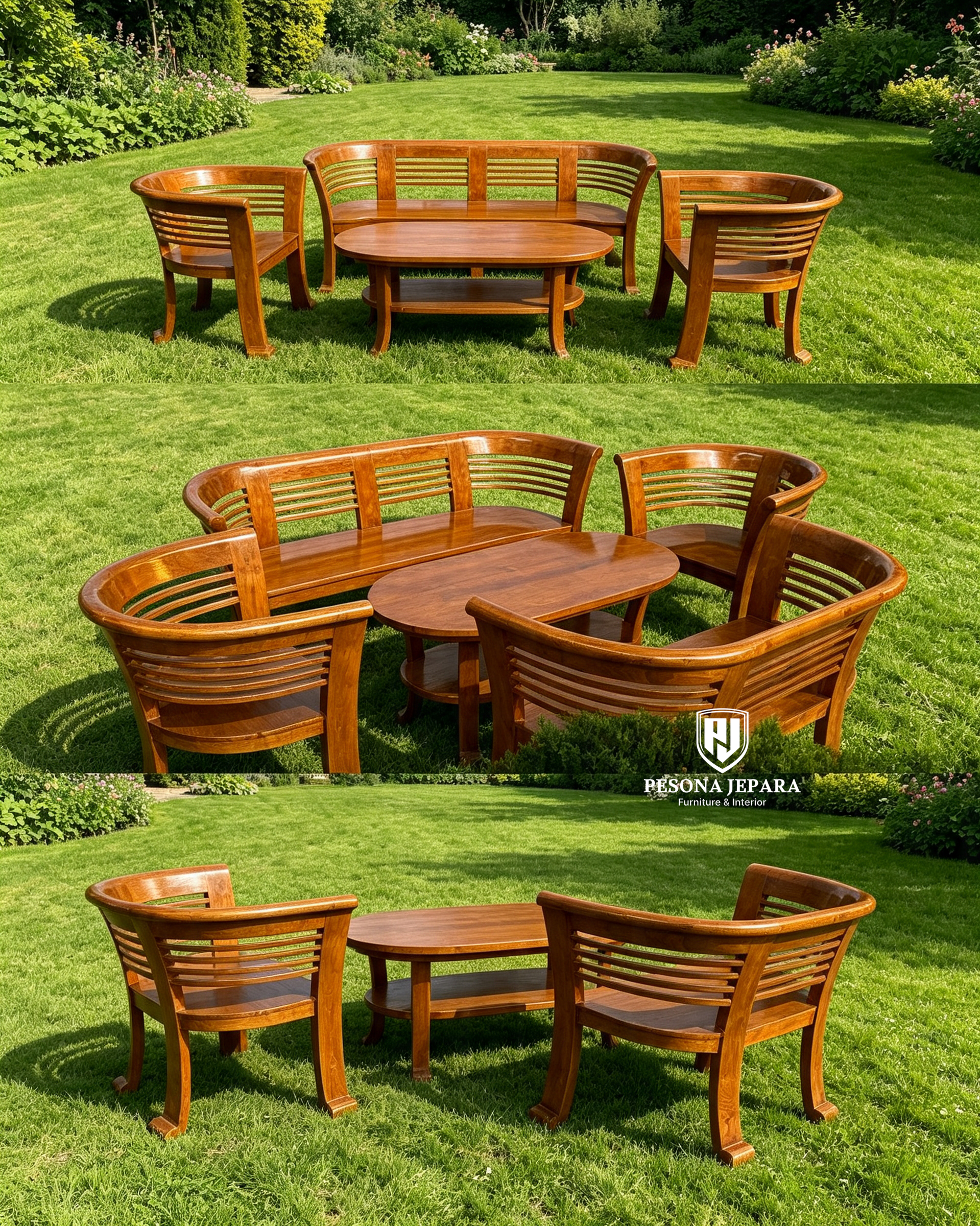 Set Kursi Tamu / Teras Jati Minimalis Lengkung - Gambar 3