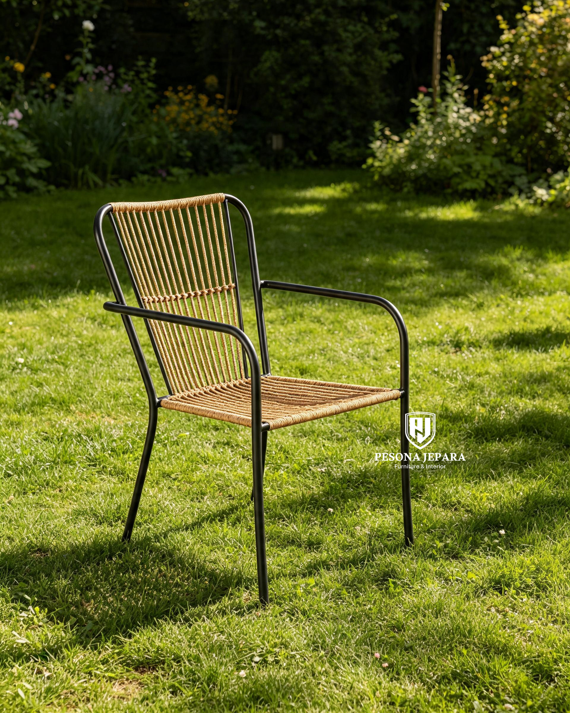 Kursi Santai Armchair Besi & Tali Anyaman - Gambar 2