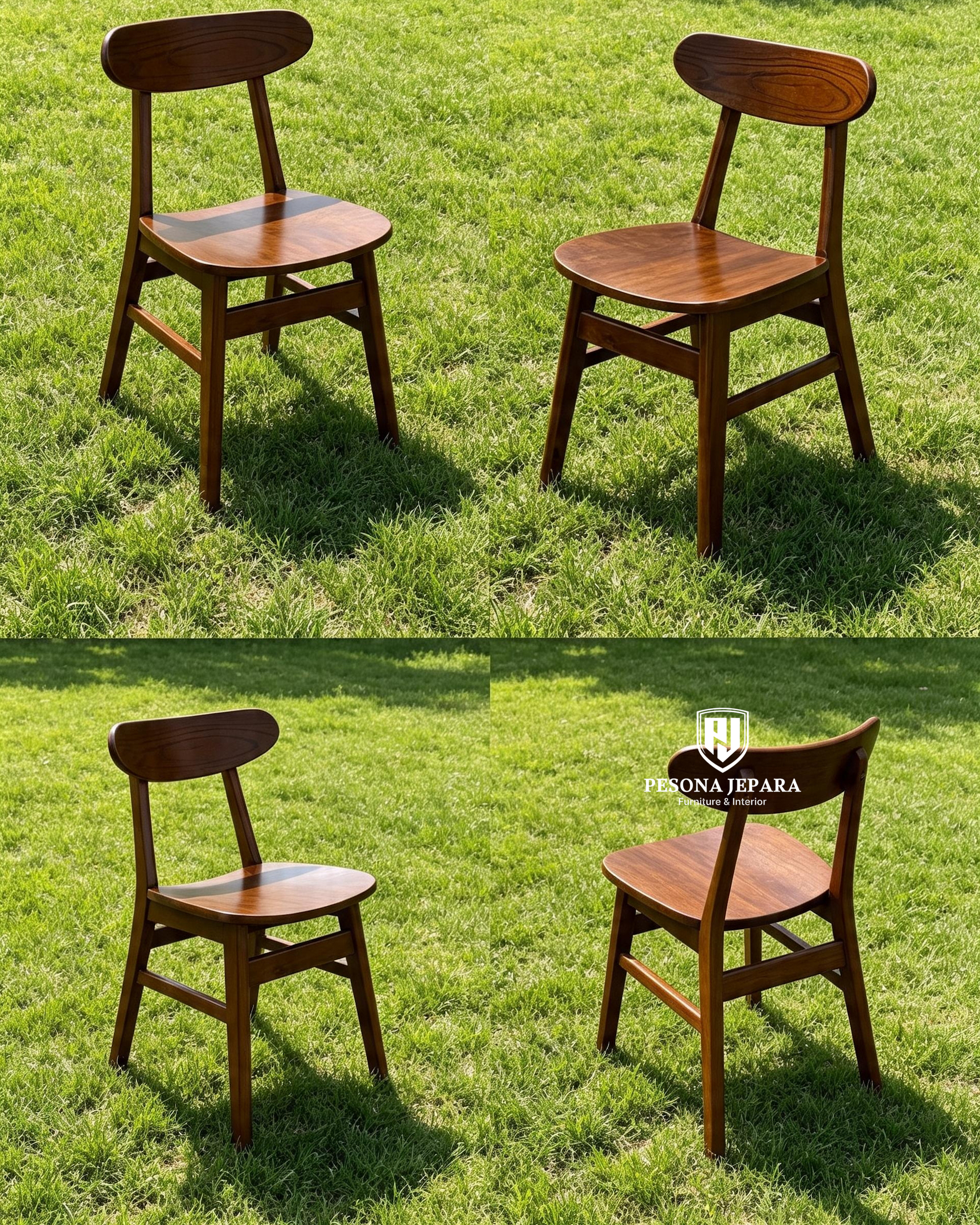 Kursi Makan Kayu Jati Mid-Century Modern - Gambar 2