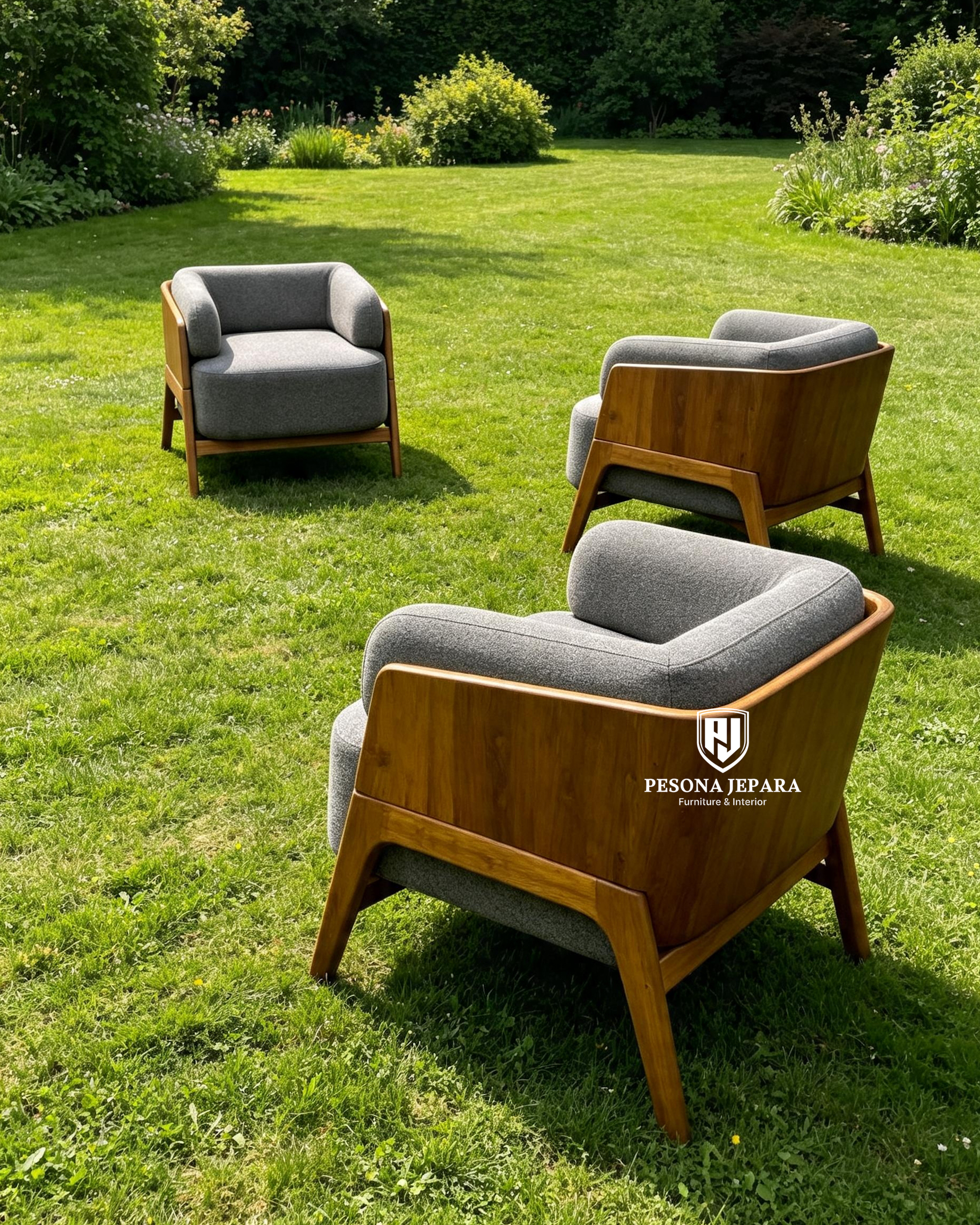 Armchair Jati Modern 'Arka' – Kursi Santai Minimalis Japandi - Gambar 2