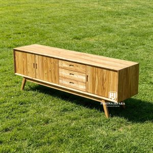 Meja TV & Credenza Panjang Kayu Jati Minimalis