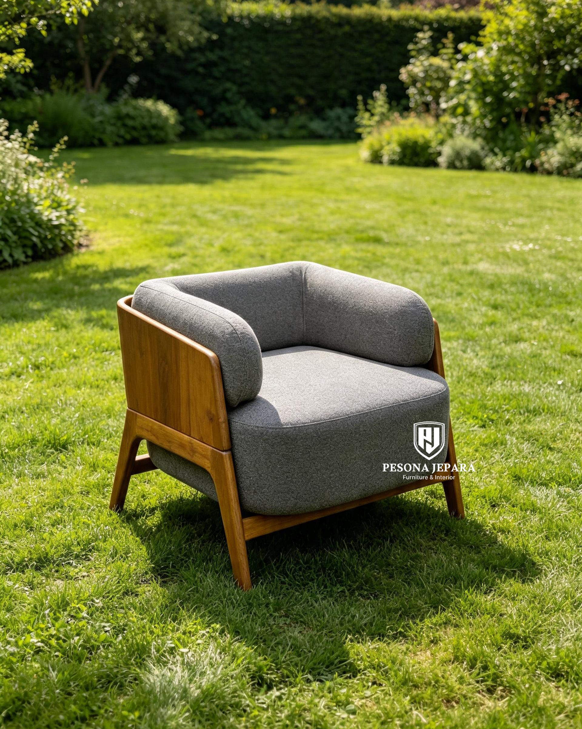 Armchair Jati Modern 'Arka' – Kursi Santai Minimalis Japandi - Gambar 3