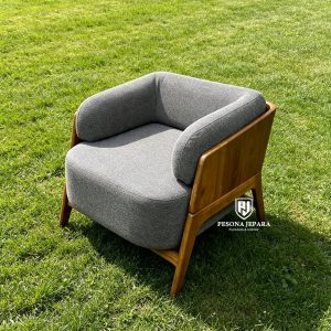 Armchair Jati Modern 'Arka' – Kursi Santai Minimalis Japandi