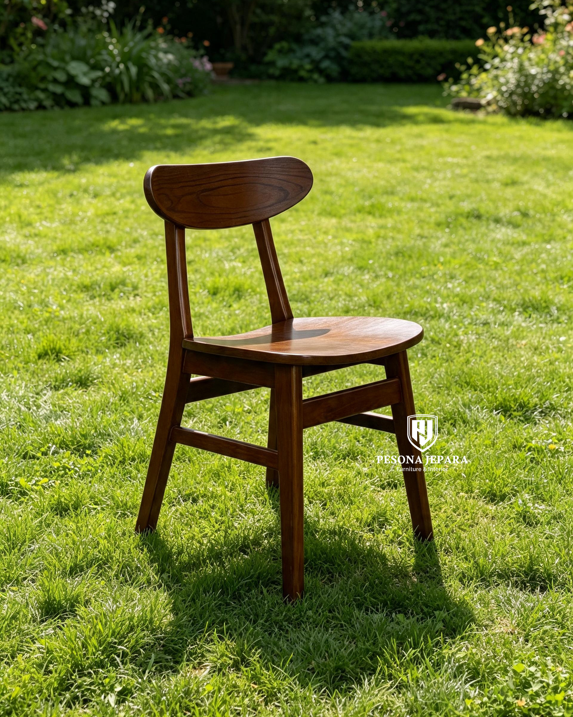 Kursi Makan Kayu Jati Mid-Century Modern - Gambar 3