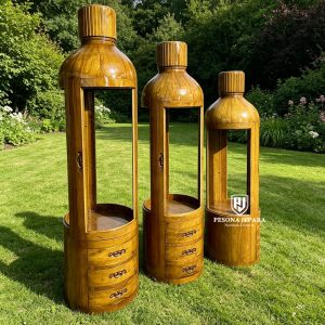 Lemari Pajangan Kayu Jati Bentuk Botol Unik