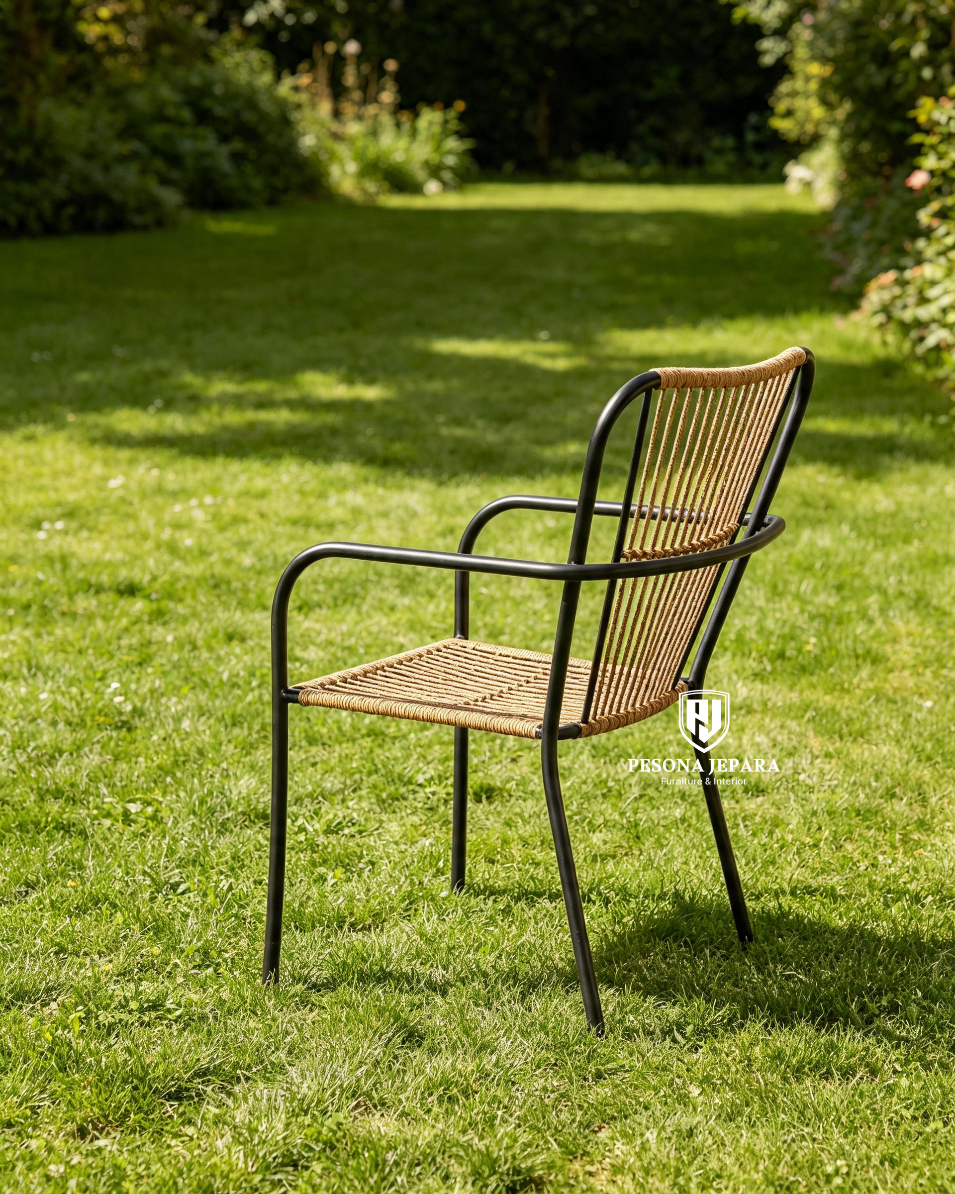 Kursi Santai Armchair Besi & Tali Anyaman - Gambar 3