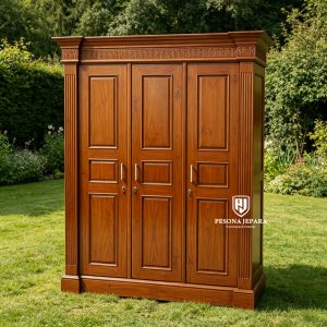 Lemari Pakaian Jati 3 Pintu Classic 'Grown Teak'