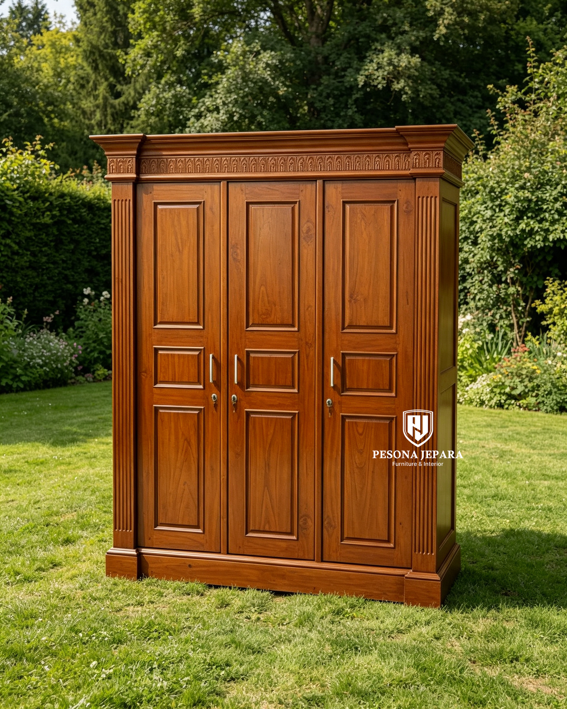 Lemari Pakaian Jati 3 Pintu Classic 'Grown Teak'