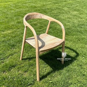 Kursi Makan Armchair Kayu Jati Light Natural