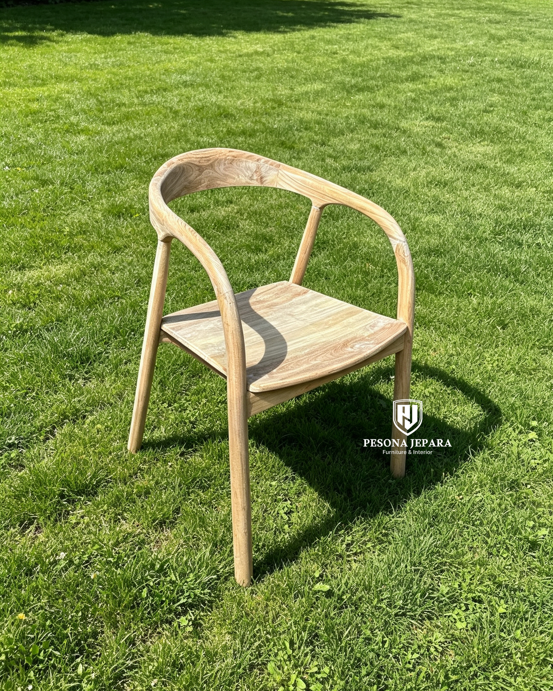 Kursi Makan Armchair Kayu Jati Light Natural