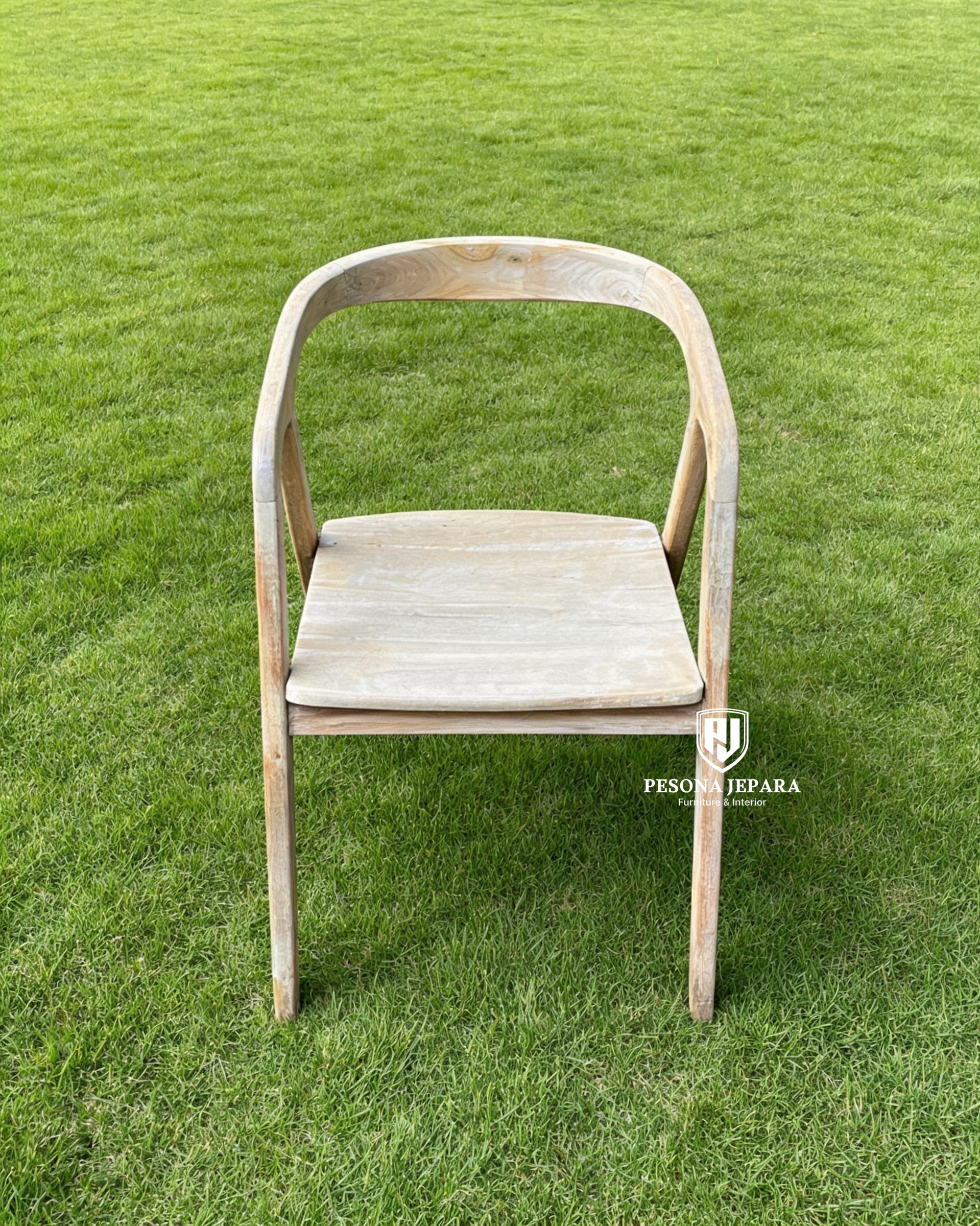 Kursi Makan Armchair Kayu Jati Light Natural - Gambar 4