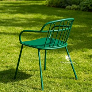 Kursi Taman Besi Minimalis Modern Green Outdoor Armchair