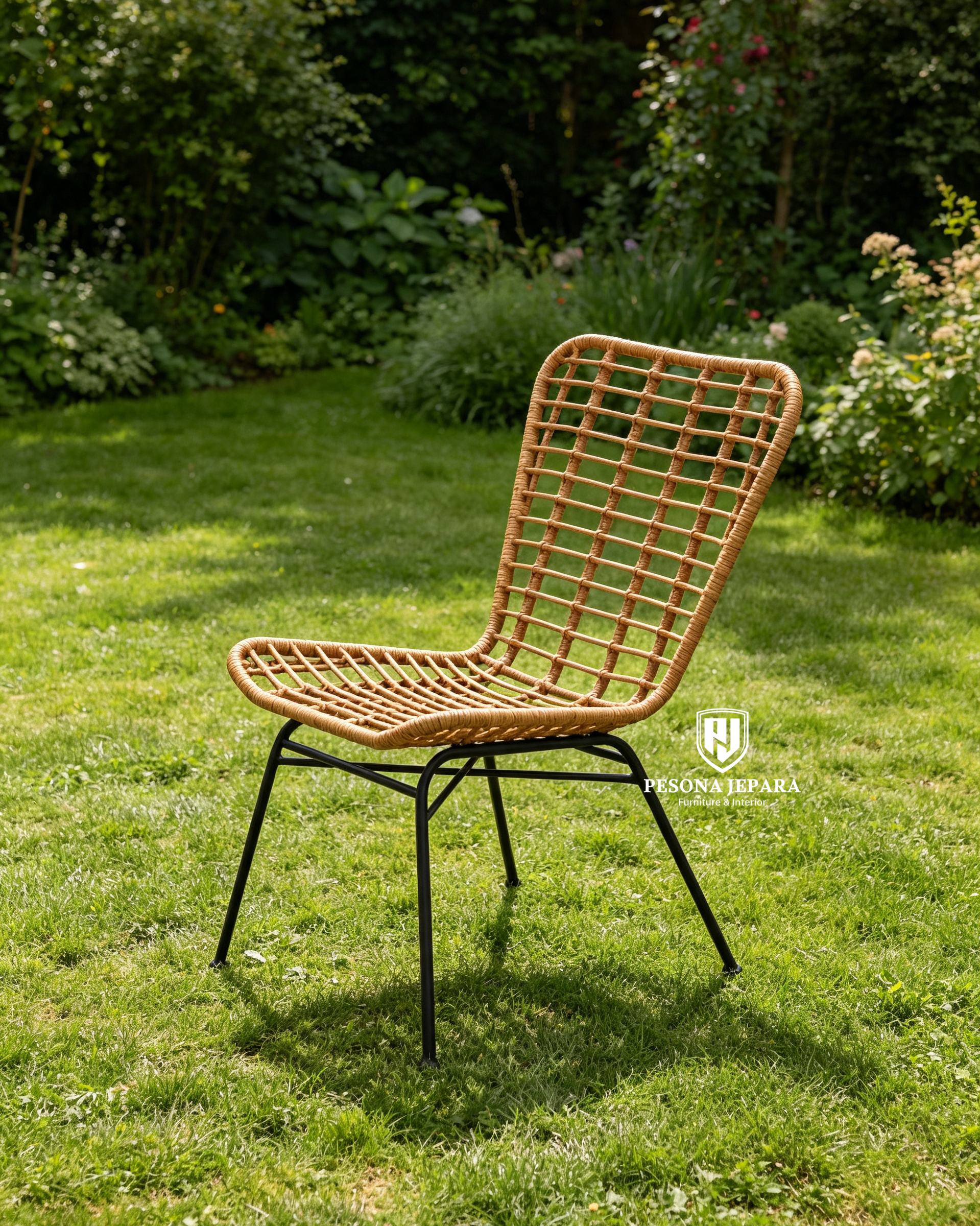Kursi Anyaman Rotan Minimalis Rangka Besi (Outdoor / Indoor) - Gambar 3