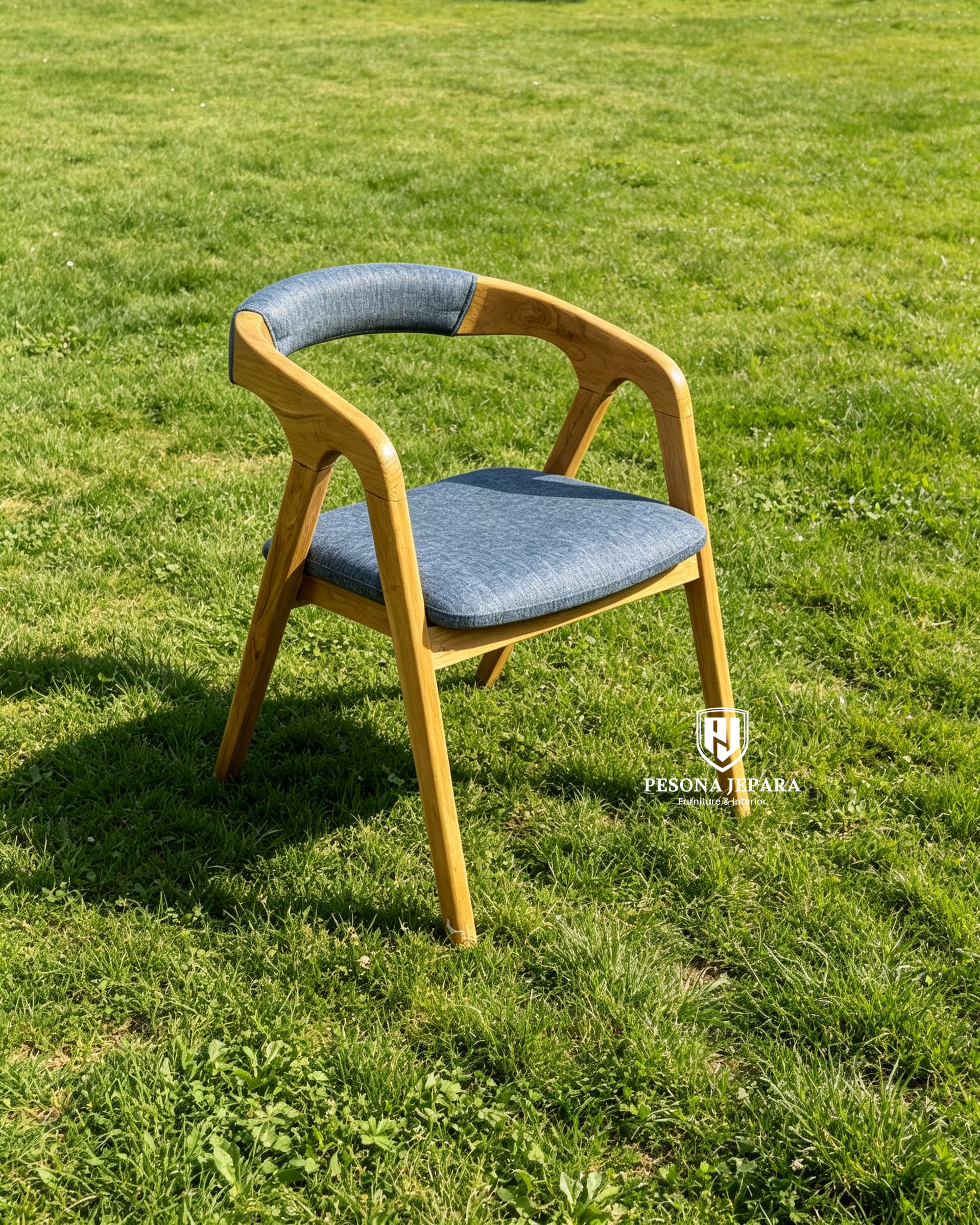 Kursi Makan Armchair Kayu Jati Upholstery Fabric